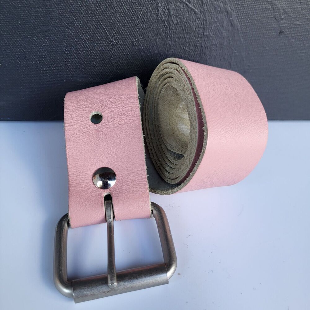 Vintage Wide Pink Genuine Leather Belt Size L | 36 to 41 in | 1.5 in wide